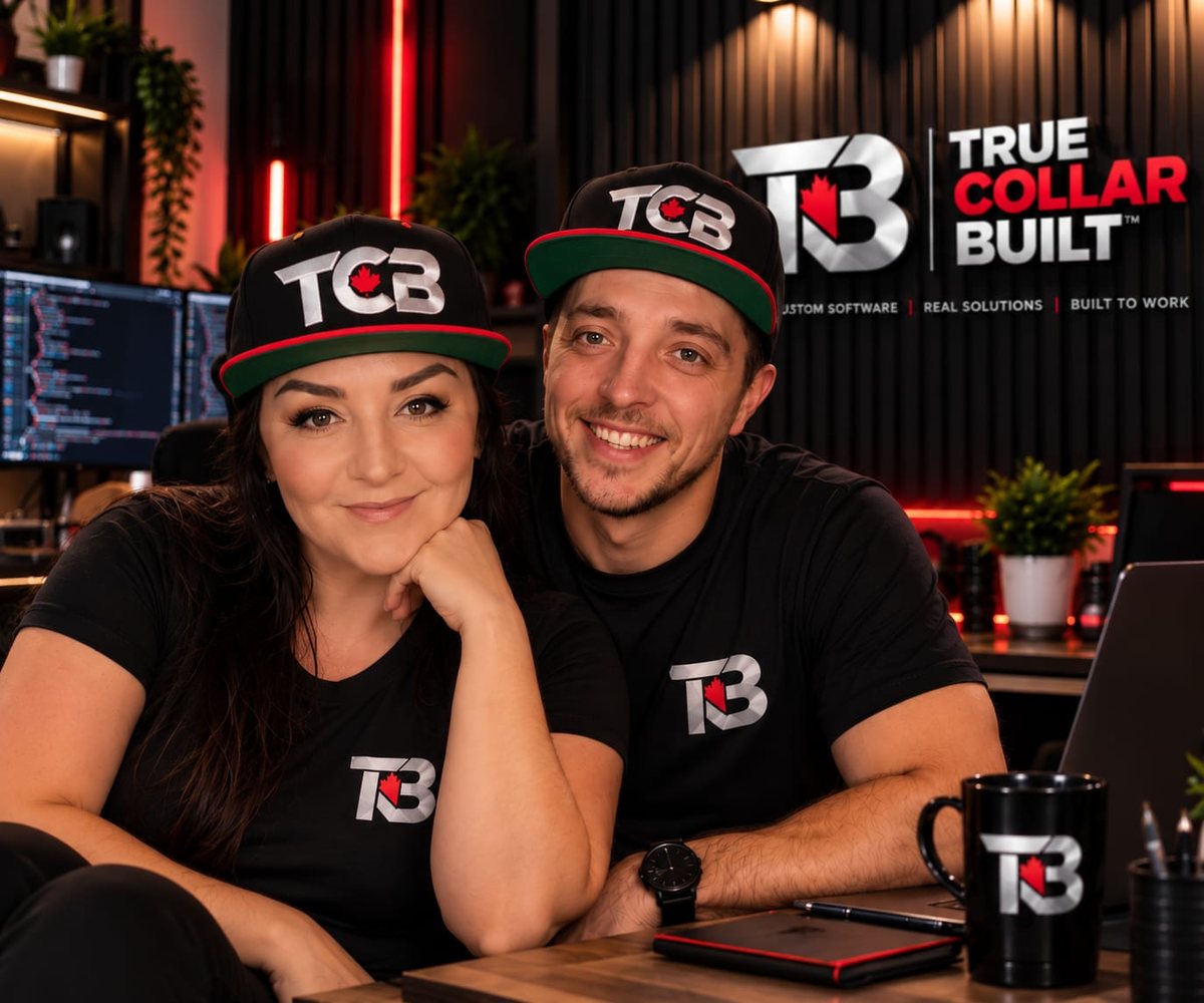 Alia and Kelvin, founders of True Collar Built, in the studio